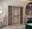 Armadio scorrevole Bisaurin 4 ante con specchio | Rovere Sonoma e bianco opaco | 200 x 180 x 62 cm