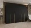 Armadio guardaroba nero 3 m | 6 ante battenti Soft-Close | Maniglie oro | 4 scomparti e barre appendiabiti