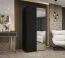 Armadio battente nero "Eiger" 61 | 1 anta specchio | 1 m larghezza | Soft-Close | Barra appendiabiti