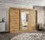 Armadio scorrevole Aletschhorn 21 | 2 ante a specchio | Rovere Artisan | 2,5m | 10 scomparti | 2 barre | Binari in alluminio