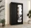 Armadio scorrevole nero 120 cm | 1 anta a specchio | 5 scomparti | 2 barre appendiabiti | Guide in alluminio