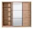 Armadio scorrevole Panevo 06 | Rovere Artisan | 3 ante, 1 specchio | 11 scomparti | 215,5 x 242 x 60 cm