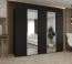 Armadio battente nero 2,5 m | 2 ante con specchio | 3 scomparti | 3 barre appendiabiti | Soft-Close
