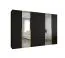 Armadio battente "Eiger" 107 nero | Maniglie oro | 2 ante a specchio | 4 scomparti | 4 barre appendiabiti | Larghezza 3 m | Soft-Close