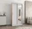 Armadio scorrevole bianco 1 metro | Specchio integrato | 5 scomparti | 2 barre appendiabiti | Binari alluminio