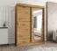 Armadio scorrevole con anta specchio | Rovere Artisan | 1,5 m larghezza | 5 scomparti | 2 barre appendiabiti | Guide in alluminio