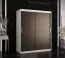 Armadio moderno 2 ante scorrevoli | Bianco opaco / Nero opaco | 200x150x62 cm | 5 scomparti | 2 barre appendiabiti
