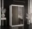 Armadio moderno scorrevole con anta a specchio Liskamm 30 | Bianco opaco / Nero opaco | 200 x 120 x 62 cm | 5 scomparti | 2 barre appendiabiti