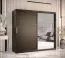 Armadio moderno con anta a specchio | Nero opaco | 200 x 200 x 62 cm | 10 scomparti e 2 barre appendiabiti