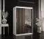 Armadio moderno con anta a specchio Balmenhorn 78 | Bianco opaco e nero opaco | 200 x 120 x 62 cm | 5 scomparti e 2 barre appendiabiti