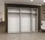 Armadio battente bianco "Korab" 91 | 2 ante a specchio | Maniglie nere | 3 scomparti | 3 barre appendiabiti | Soft-Close | Larghezza 2,5 m