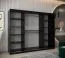 Armadio scorrevole nero 2,5 m | 5 scomparti | 2 ante a specchio | 2 barre appendiabiti | Guide in alluminio