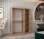 Armadio scorrevole con anta specchio | Rovere Artisan | 1,5 m larghezza | 5 scomparti | 2 barre appendiabiti | Guide in alluminio