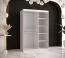 Armadio moderno scorrevole con anta a specchio Liskamm 30 | Bianco opaco / Nero opaco | 200 x 120 x 62 cm | 5 scomparti | 2 barre appendiabiti