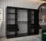 Armadio scorrevole nero 2,5 m | 5 scomparti | 2 ante a specchio | 2 barre appendiabiti | Guide in alluminio
