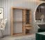 Armadio scorrevole con anta specchio | Rovere Artisan | 1,5 m larghezza | 5 scomparti | 2 barre appendiabiti | Guide in alluminio