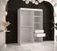 Armadio moderno scorrevole con anta a specchio Liskamm 30 | Bianco opaco / Nero opaco | 200 x 120 x 62 cm | 5 scomparti | 2 barre appendiabiti