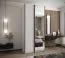 Armadio / Armadio con ante scorrevoli | 2 ante scorrevoli | 245,5 x 120 x 64 cm | 6 scomparti | Chiusura ammortizzata | Specchio | 2 aste appendiabiti | Colore: bianco