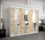 Armadio scorrevole con specchio Hacho 06 | Bianco opaco e rovere Sonoma | 200 x 250 x 62 cm