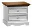 Comodino Gyronde 13 | Pino massiccio bianco/noce | 2 cassetti Soft Close | 53 x 60 x 45 cm