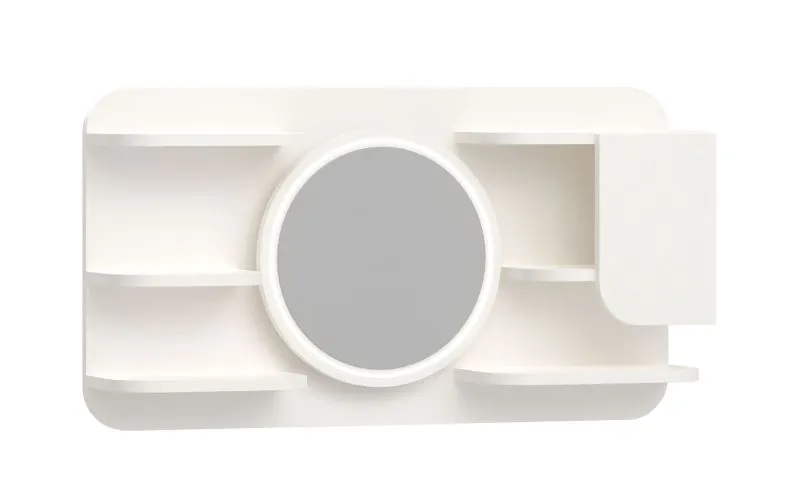 Mensola da parete con specchio Aenna 126 | 3 ripiani | Robusta e stabile | Bianco | 46 x 85 x 18 cm | Design moderno