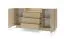Madia "Manouba" 03, color cacao/rovere Cremona, 2 ante a battente, 5 scomparti, 3 cassetti, illuminazione a LED, funzione "push-to-open", 176 x 40 x 83 cm
