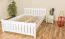 Letto matrimoniale francese in pino massello bianco | 140 x 200 cm | Rete a doghe inclusa | Design moderno