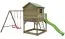 Torretta gioco S20D, tetto: verde, incl. scivolo a onde, struttura per altalena doppia, balcone, sabbiera e scala di legno - misure: 522 x 363 cm (l x p)