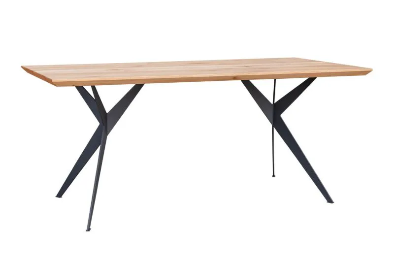 Tavolo da pranzo Lunain 02 | Rovere massiccio oliato | Gambe metallo nero | 78 x 180 x 90 cm | Piano 4 cm