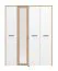 Armadio guardaroba Brus 01 | Rovere Artisan e bianco | 1 anta specchio | 6 scomparti | 203,5 x 157,5 x 53 cm