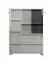 Vetrinetta Idos 04 | Bianco lucido e nero | 2 ante, 8 scomparti, vetro Parsol | 124 x 87,5 x 35 cm