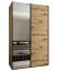 Armadio ad ante scorrevoli "Tampa", color rovere Artisan, 2 ante scorrevoli, 11 scomparti, 2 barre appendiabiti, 1 specchio, Sistema "Soft-Close", 245,5 x 160 x 64 cm