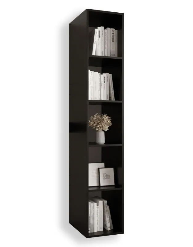 Scaffale spazioso nero opaco Tödi 03 | 184 x 30 x 42 cm | 5 scomparti | Design moderno e funzionale