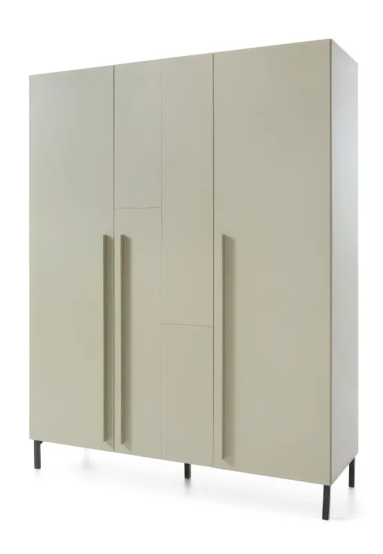 Armadio moderno Authie 01 | Verde menta | 195 x 150 x 50 cm | 5 ripiani | Asta appendiabiti | Robusto