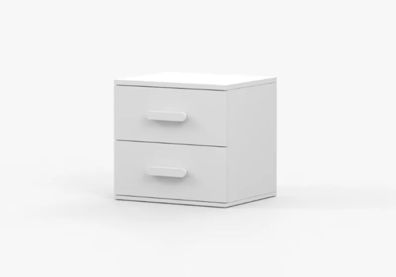Comodino Smolikas 148 bianco | 2 cassetti spaziosi | Maniglie legno bianco | 50 x 55 x 44 cm