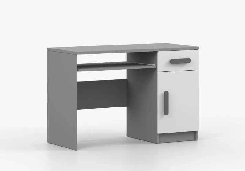 Scrivania compatta Smolikas 80 | Bianco e rovere Sonoma | 1 anta, 3 scomparti, 1 cassetto | 75 x 110 x 50 cm
