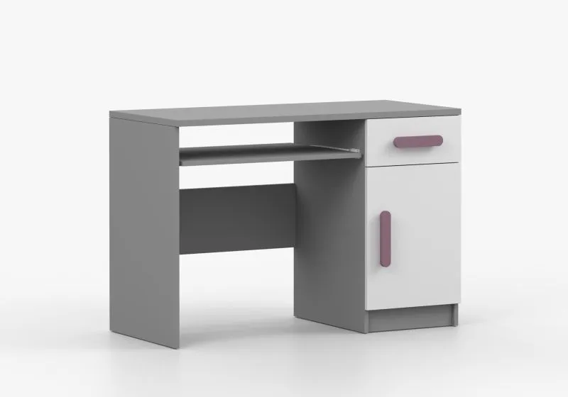 Scrivania Smolikas 86 | Bianco/Grigio | 1 anta, 3 scomparti, 1 cassetto | 75 x 110 x 50 cm