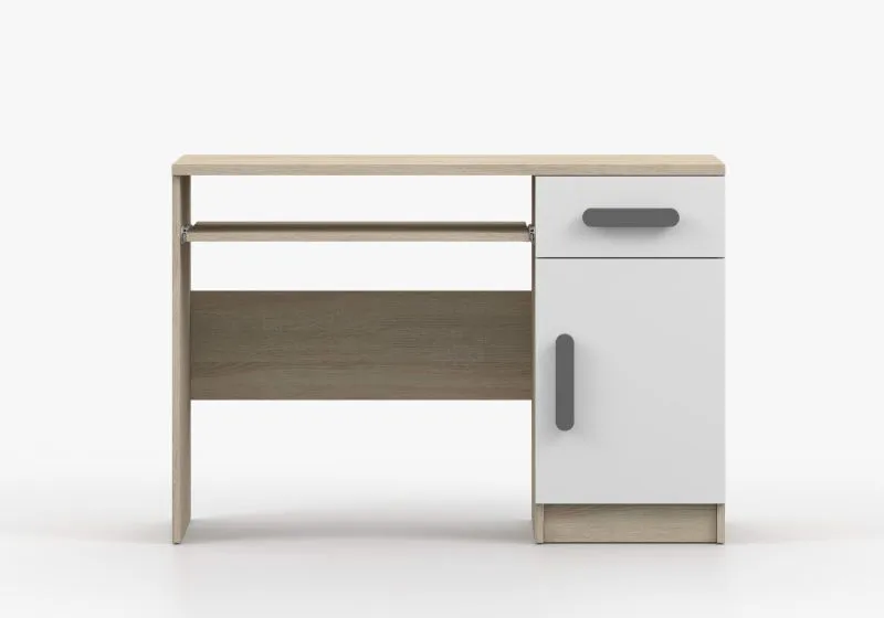Scrivania Smolikas 81 | Rovere Sonoma e Bianco | 1 anta, 3 scomparti, 1 cassetto | 75 x 110 x 50 cm