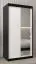 Armadio scorrevole con specchio Bisaurin 1C | Nero e bianco opaco | 200 x 100 x 62 cm | Design moderno e funzionale