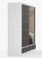 Armadio scorrevole Lusatian 16 | Bianco e nero | Specchio frontale | 12 scomparti, 3 cassetti | 218 x 203 x 61 cm