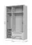 Armadio con struttura Neiafu 35, due cassetti, tre ante, funzione Soft-Close, due aste appendiabiti, dimensioni: 226 x 142 x 60 cm, piedini regolabili