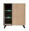 Vetrinetta moderna Nordkapp 04 | Hickory Jackson/Nero | 6 scomparti | LED | 102x90x40 cm