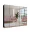 Armadio con ante a specchio "Zainab" 15, nero, maniglie: cashmere, 3 scomparti, Sistema "Soft-Close", bordi in ABS, 250 x 52 x 202 cm