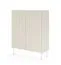 Soggiorno completo - Set A "Goulette", 3 pz, color cashmere, frontale cannettato, 2 madie, 1 mobile TV, bordi in ABS, funzione "push-to-open"