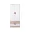 Armadio cameretta ante battenti "Fabian" 01 | Rovere chiaro, bianco, rosa | 190 x 80 x 50 cm
