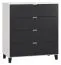 Cassettiera Vacas 07 | Bianco/Nero | 100 x 90 x 47 cm | 4 cassetti | Soft close | LED