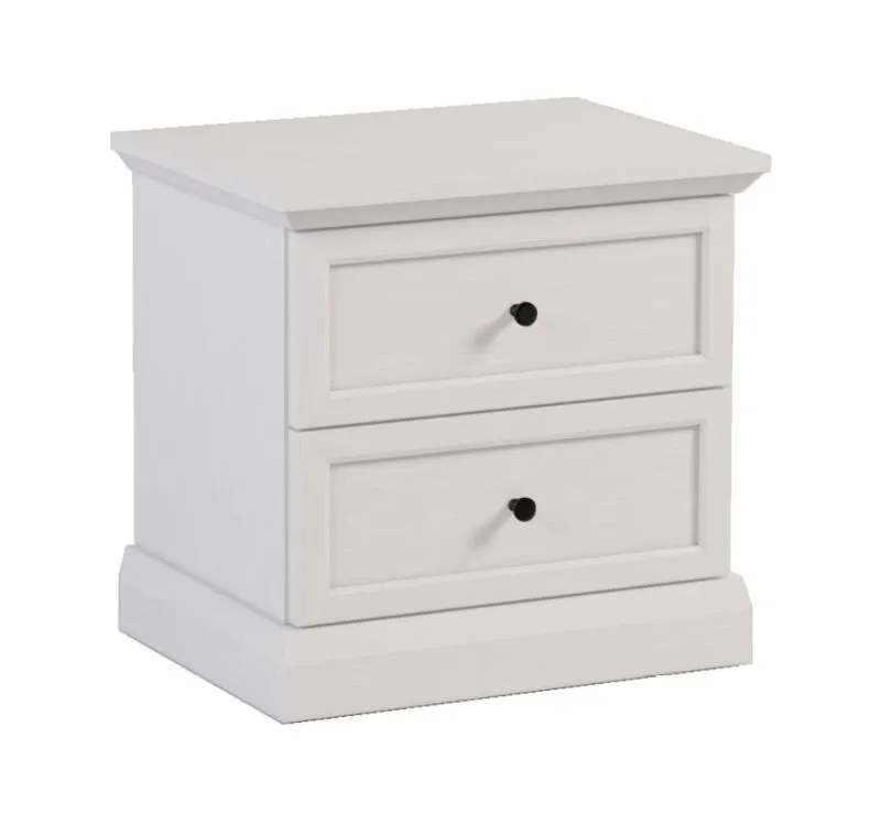 Comodino compatto Torsakala 10 | 2 cassetti funzionali | 51 x 52 x 40 cm | Bianco opalino | Protezione bordi ABS