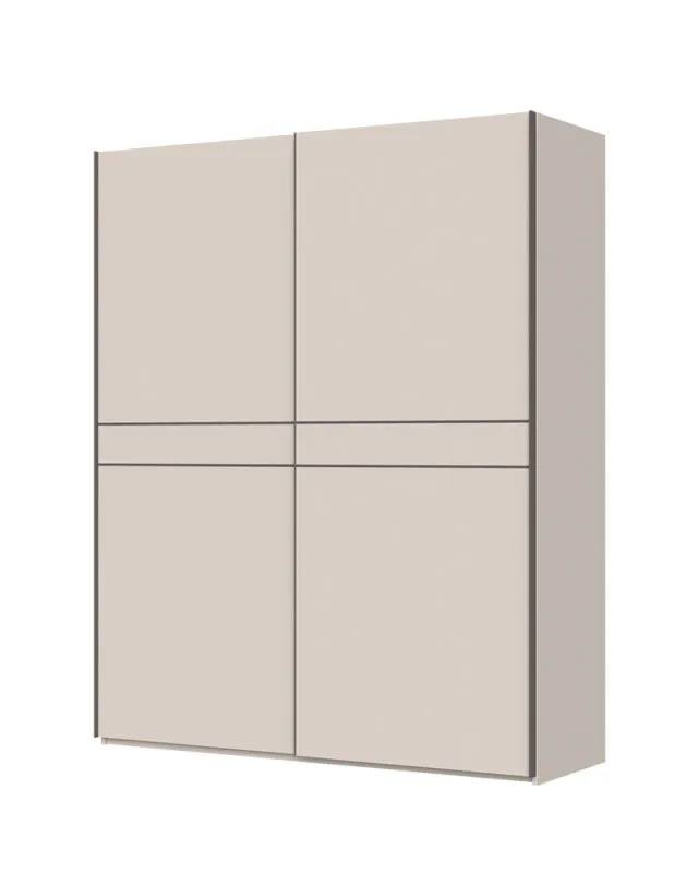 Armadio scorrevole Neiafu 88 | 2 ante soft-close | 2 barre appendiabiti | 6 ripiani | 224 x 182 x 61 cm | finitura cashmere