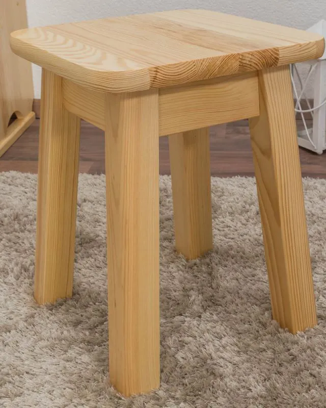 Sgabello in legno di pino massello naturale 005 | 45 x 35 x 35 cm | Design moderno e robustezza