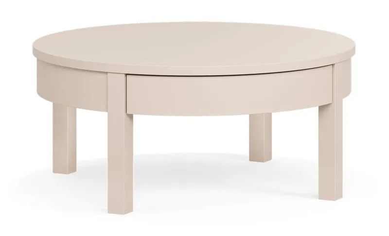 Tavolino rotondo "Tacuarembo" 03, beige, gambe: legno di faggio, con cassettino, 80 x 80 x 35,5 cm